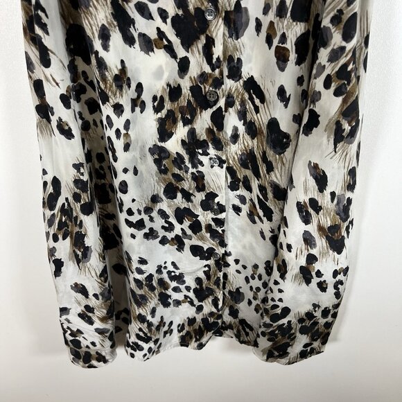 Equipment Femme Women's Silk Crepe Leopard Collared Shirt Sz XS Animal Print - Picture 3 of 9